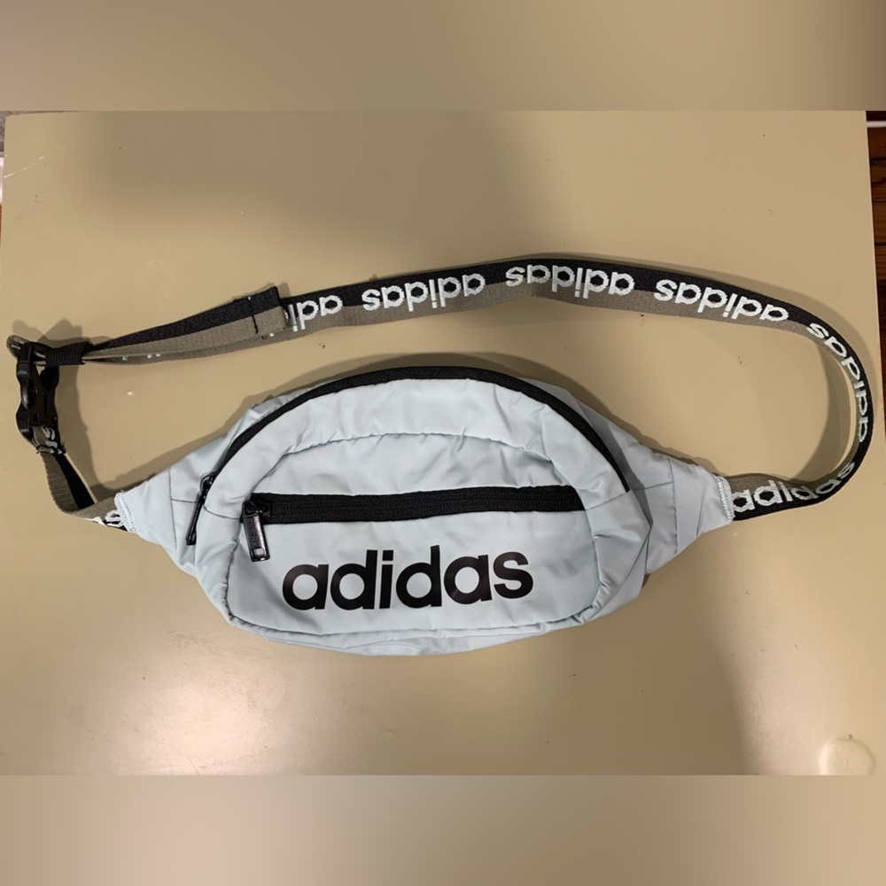Adidas Light Gray Belt Bag with Black Accents